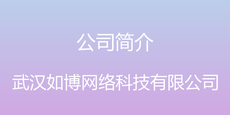 公司简介 - 武汉如博网络科技有限公司