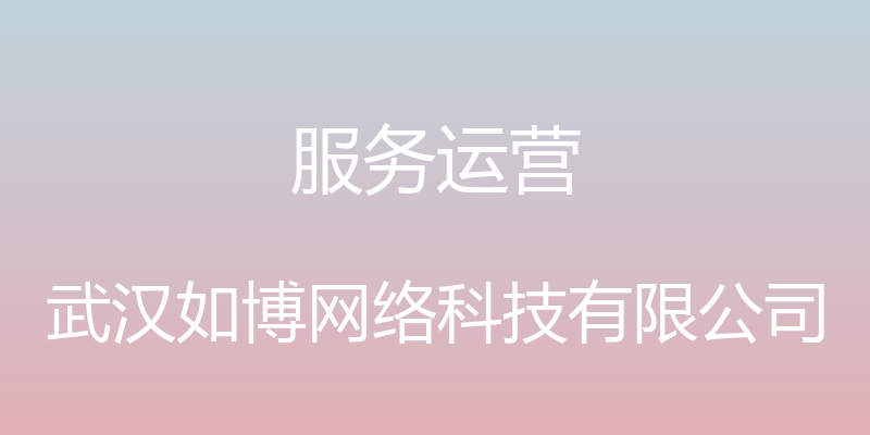 服务运营 - 武汉如博网络科技有限公司